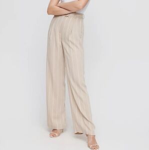 Babaton Tan Wide Leg Pants with Relaxed Fit
